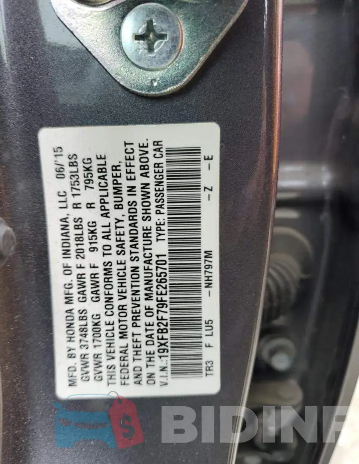 19XFB2F79FE265701 Photo# 13