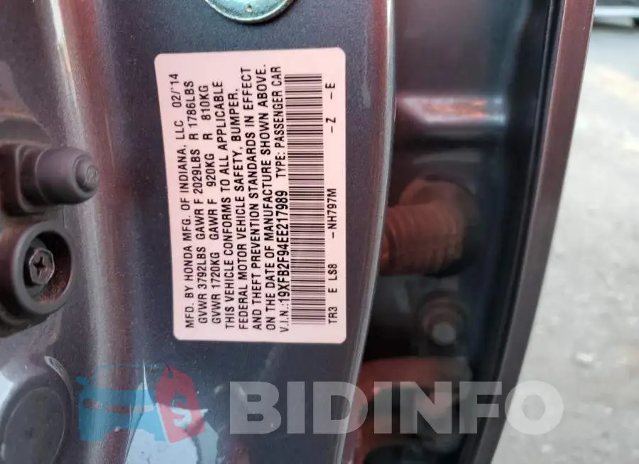 19XFB2F94EE217989 Photo# 12