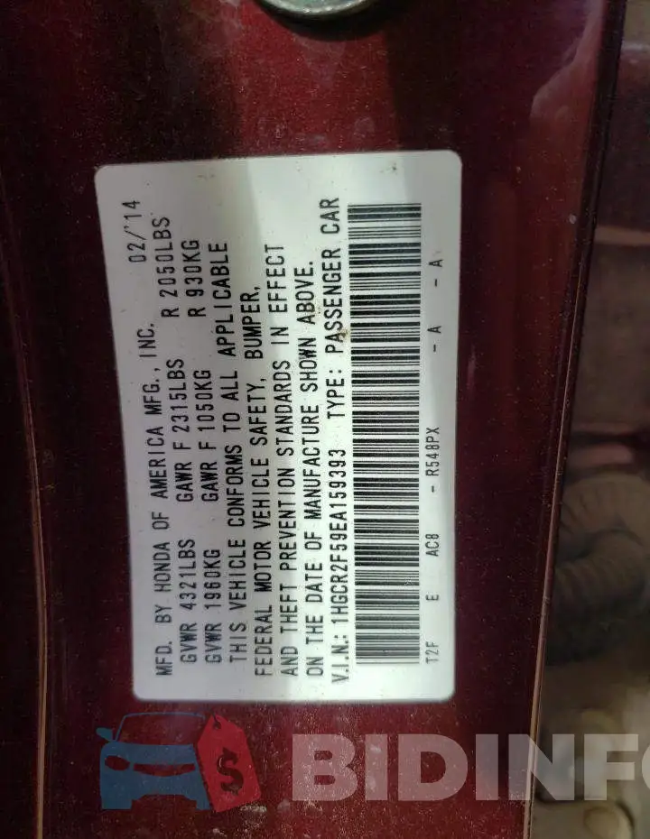 1HGCR2F59EA159393 Photo# 13