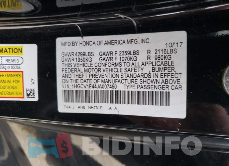 1HGCV1F44JA007450 Photo# 12