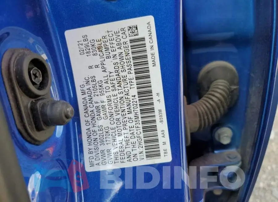 2HGFC1F35MH702214 Photo# 13