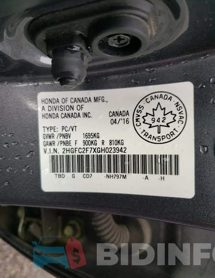 2HGFC2F7XGH023942 Photo# 12