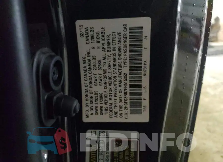 2HGFG3B87FH515352 Photo# 13