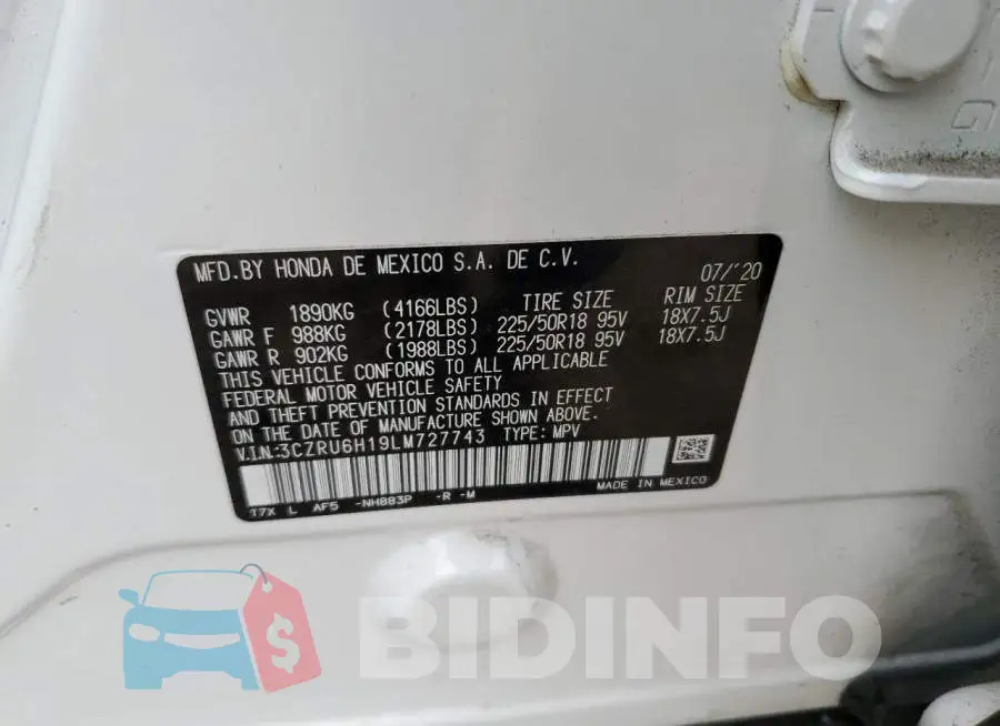 3CZRU6H19LM727743 Photo# 12