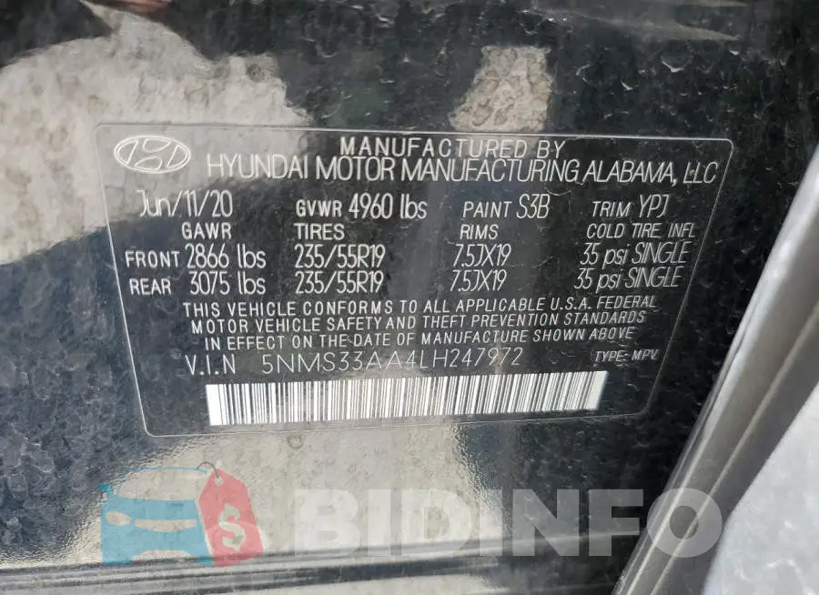 5NMS33AA4LH247972 Photo# 13