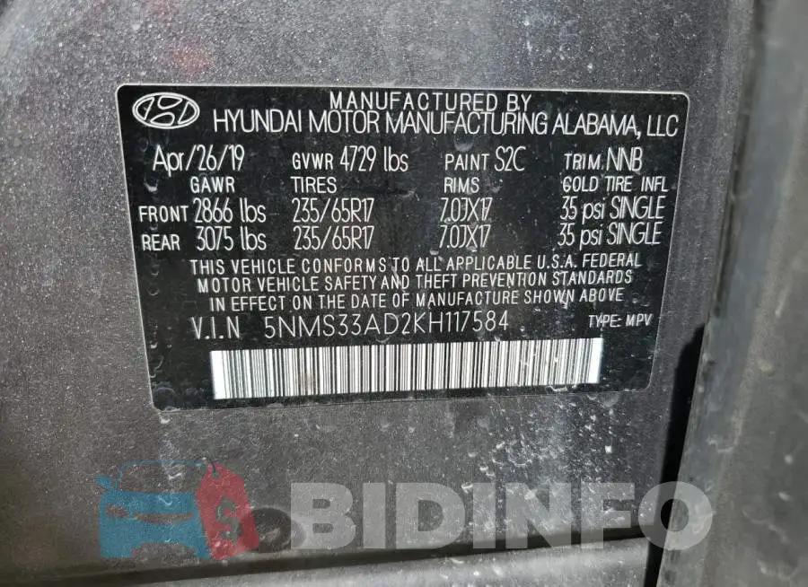5NMS33AD2KH117584 Photo# 13