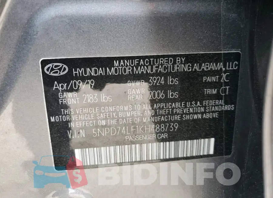 5NPD74LF1KH488739 Photo# 12