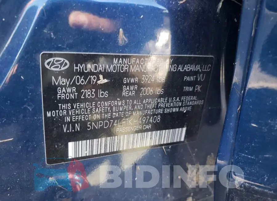 5NPD74LF1KH497408 Photo# 13