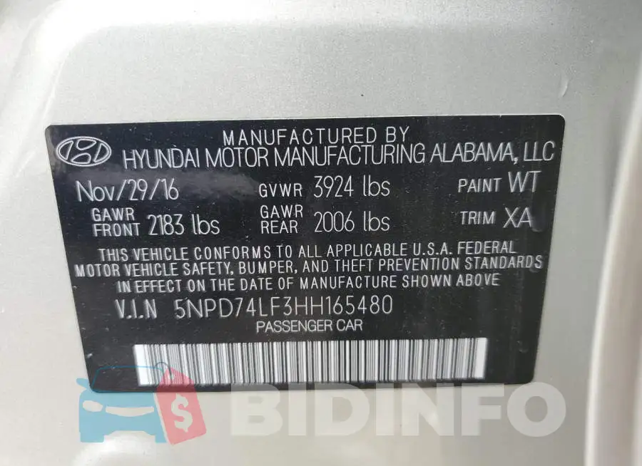 5NPD74LF3HH165480 Photo# 12