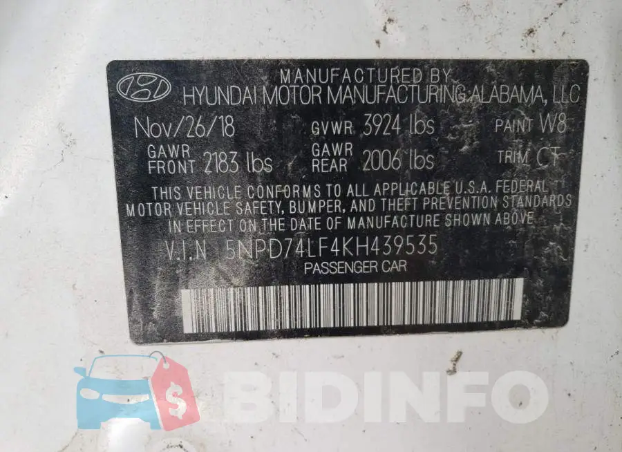 5NPD74LF4KH439535 Photo# 13