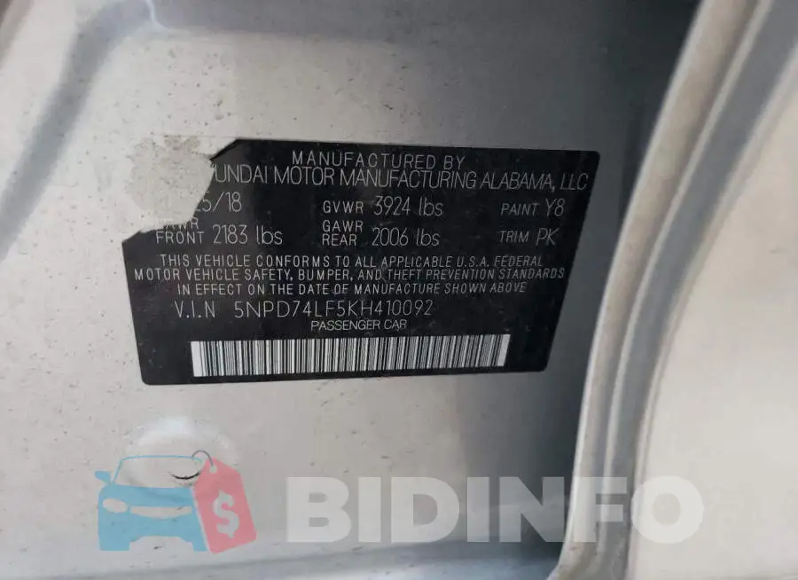 5NPD74LF5KH410092 Photo# 12