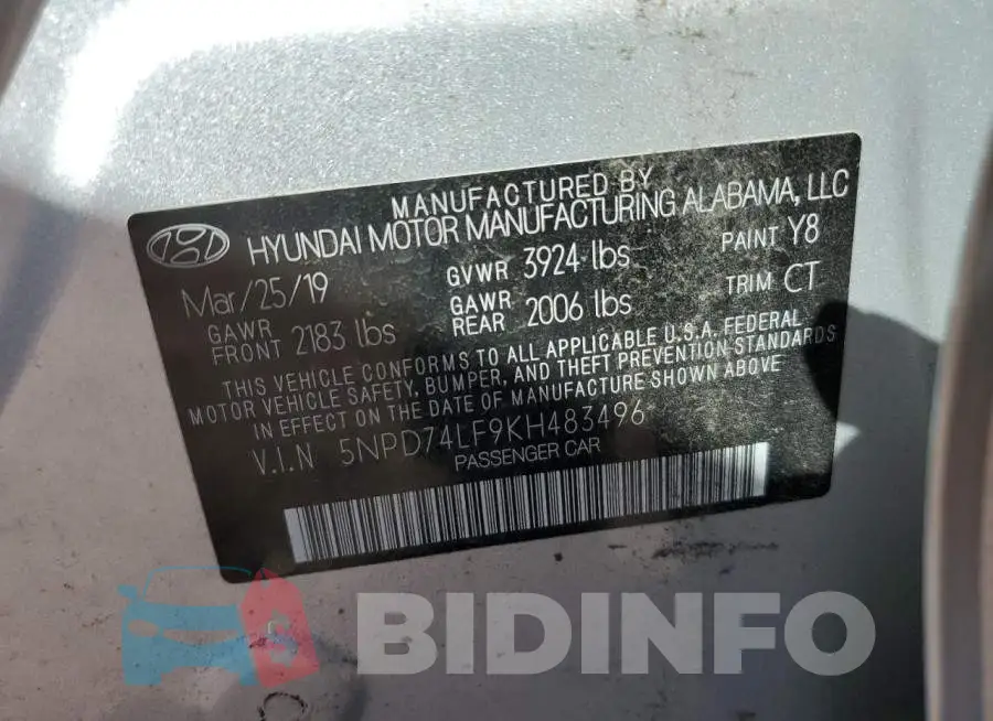 5NPD74LF9KH483496 Photo# 12
