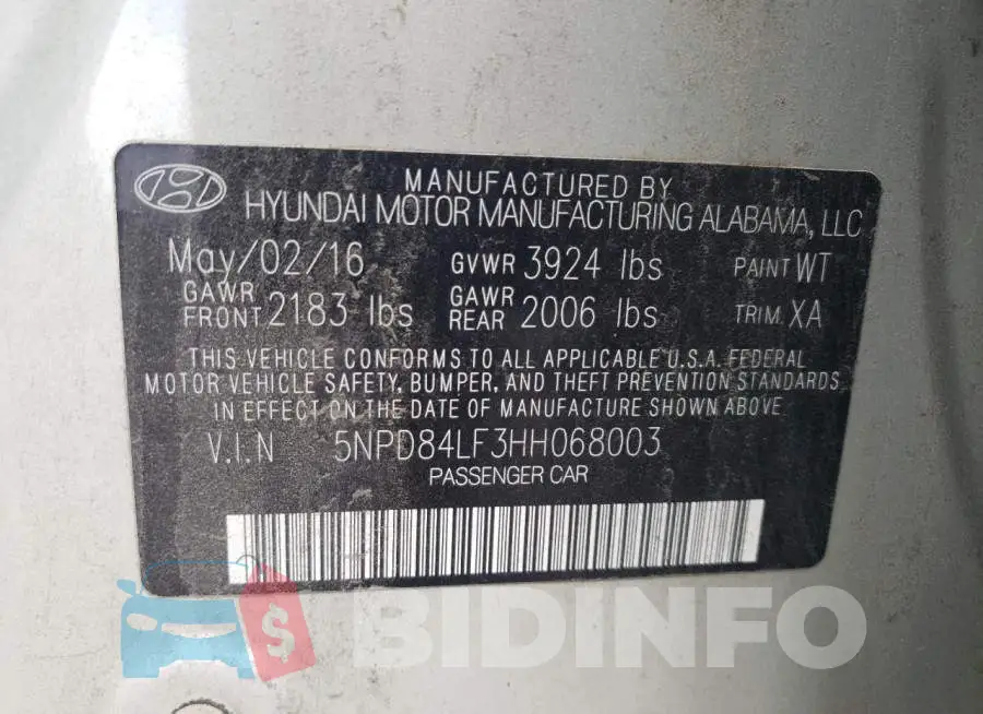 5NPD84LF3HH068003 Photo# 13