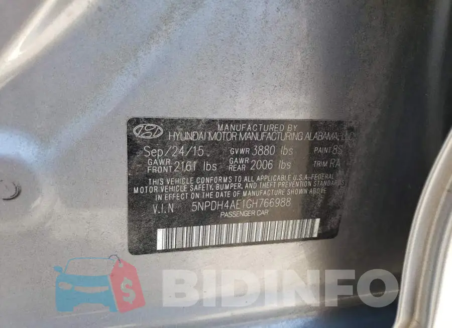 5NPDH4AE1GH766988 Photo# 12