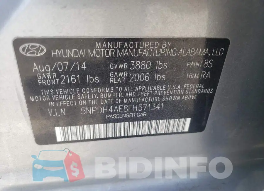 5NPDH4AE8FH571341 Photo# 12