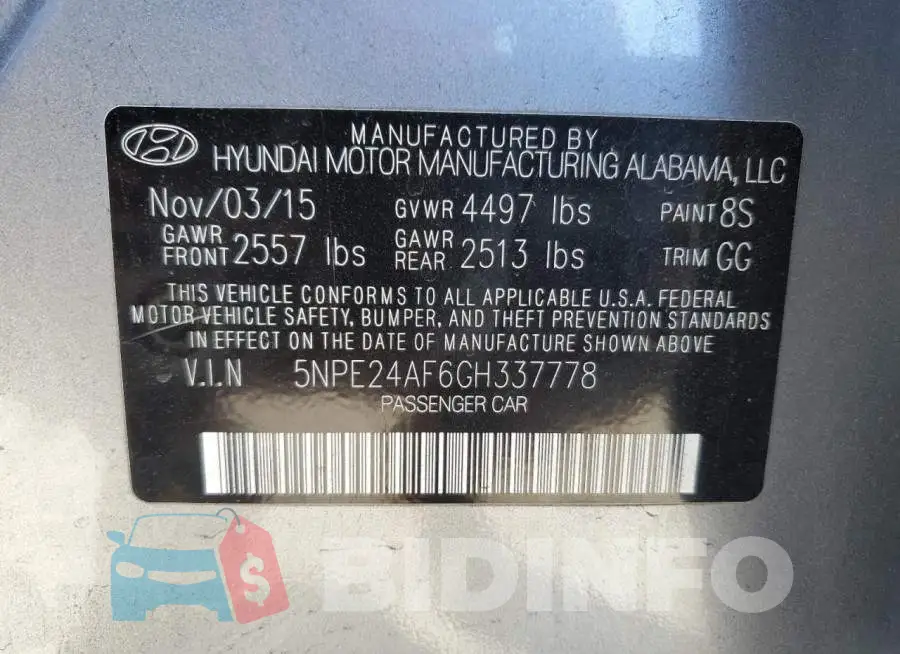 5NPE24AF6GH337778 Photo# 13