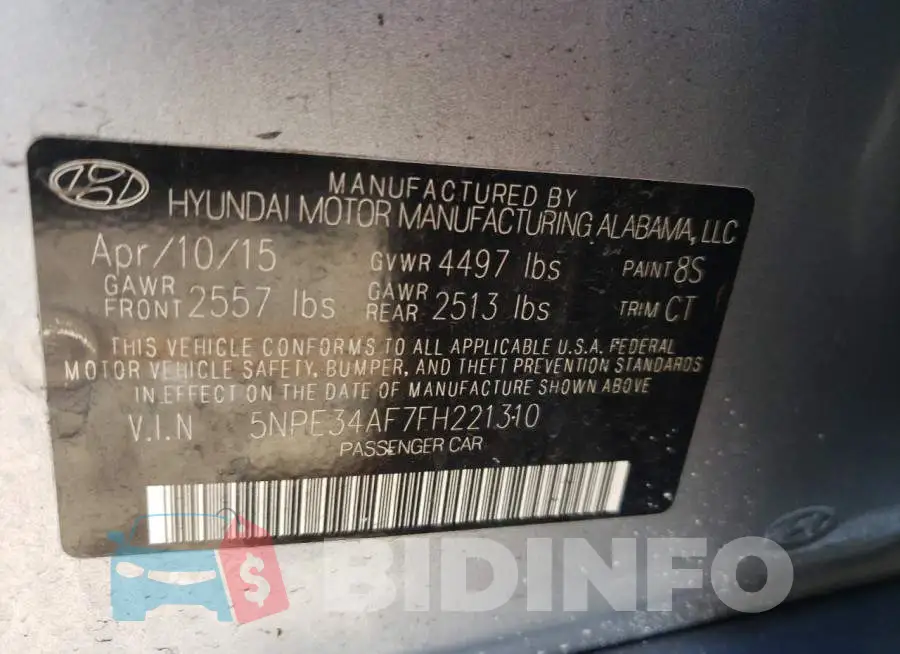 5NPE34AF7FH221310 Photo# 10