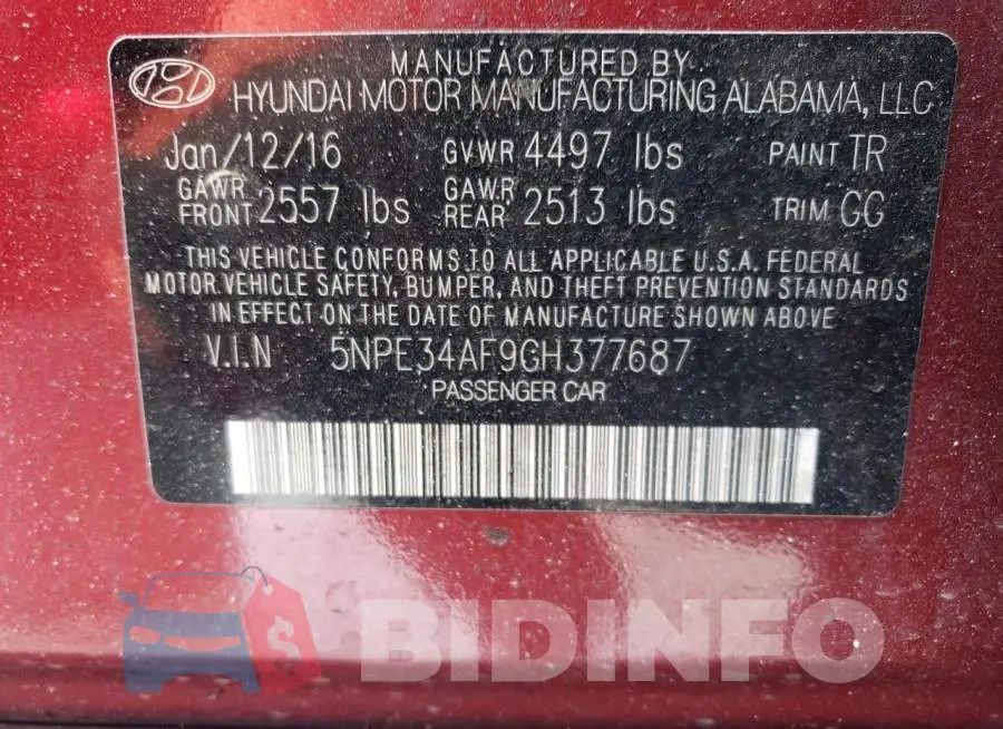 5NPE34AF9GH377687 Photo# 12
