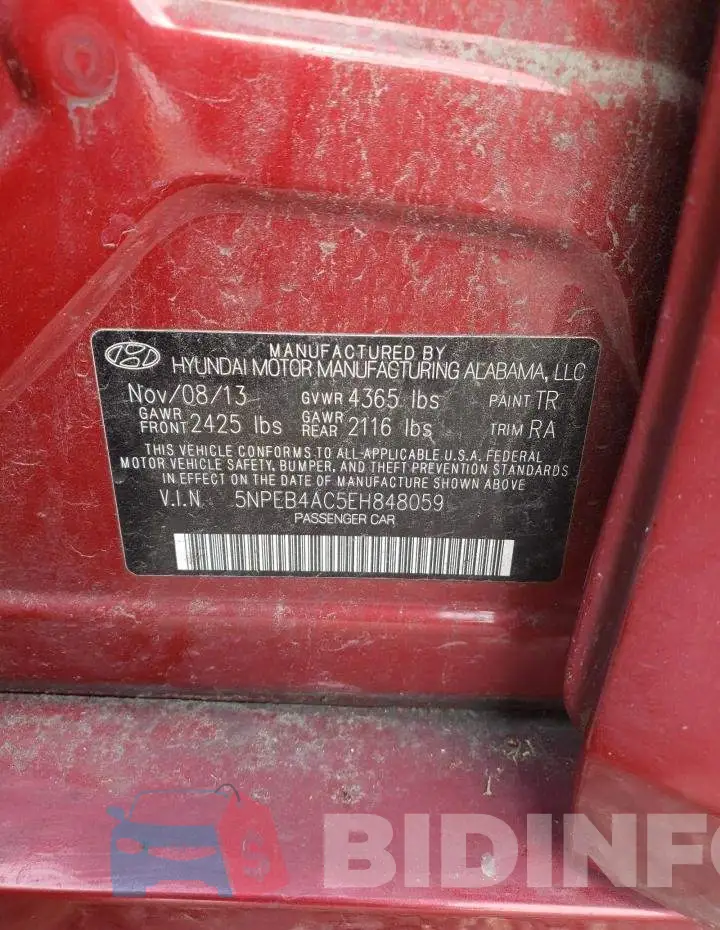5NPEB4AC5EH848059 Photo# 12