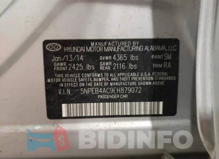 5NPEB4AC9EH879072 Photo# 12