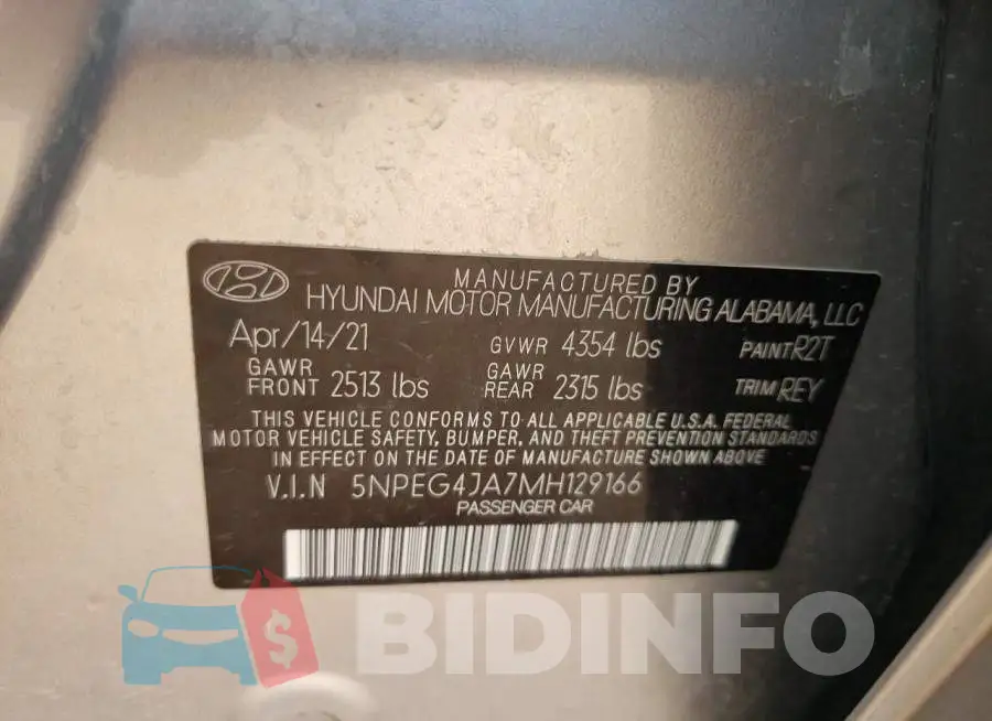5NPEG4JA7MH129166 Photo# 12
