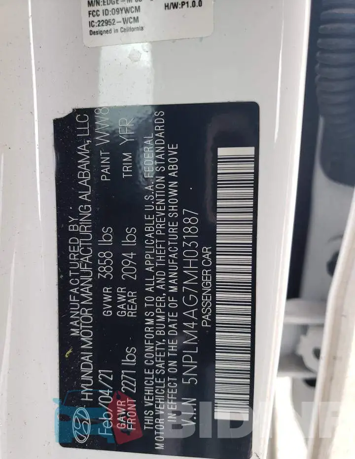 5NPLM4AG7MH031887 Photo# 12