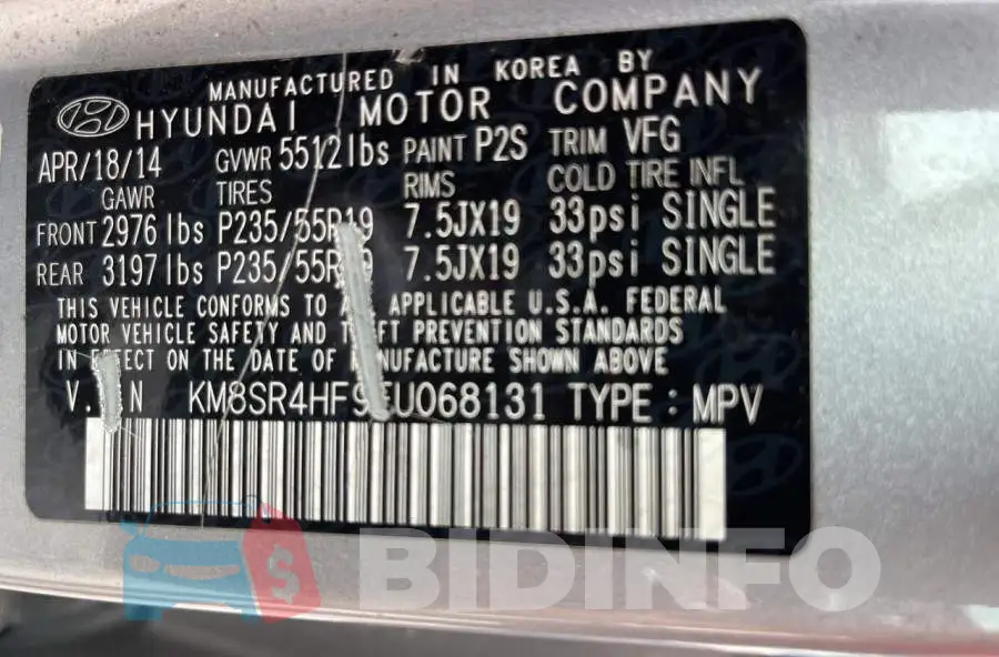 KM8SR4HF9EU068131 Photo# 10