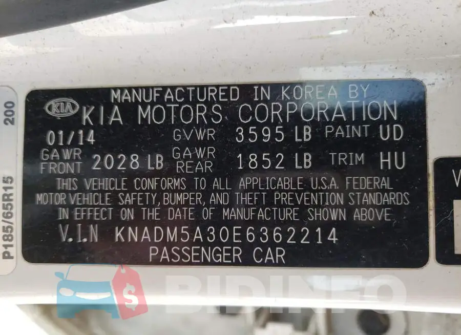 KNADM5A30E6362214 Photo# 12