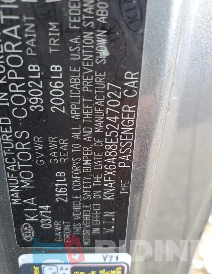 KNAFX6A88E5247027 Photo# 12