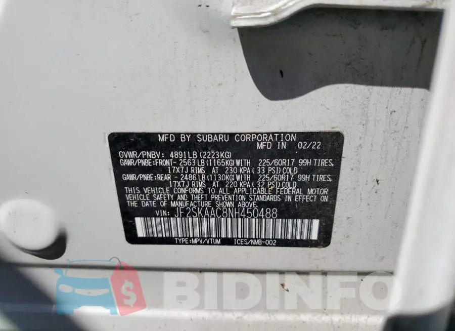 JF2SKAAC8NH450488 Photo# 13