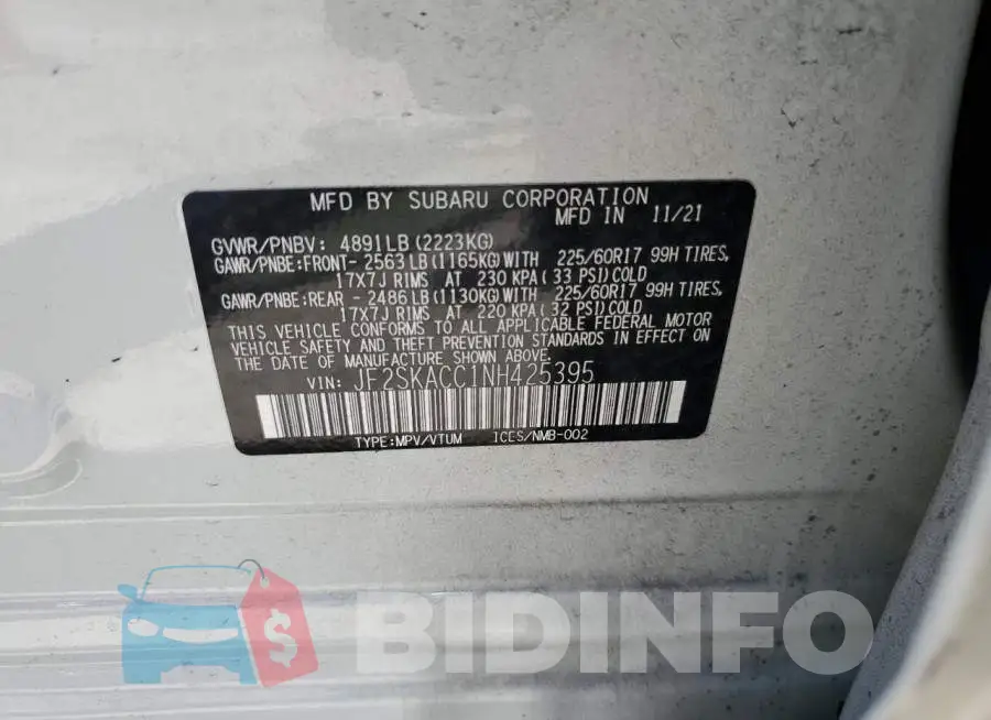 JF2SKACC1NH425395 Photo# 13