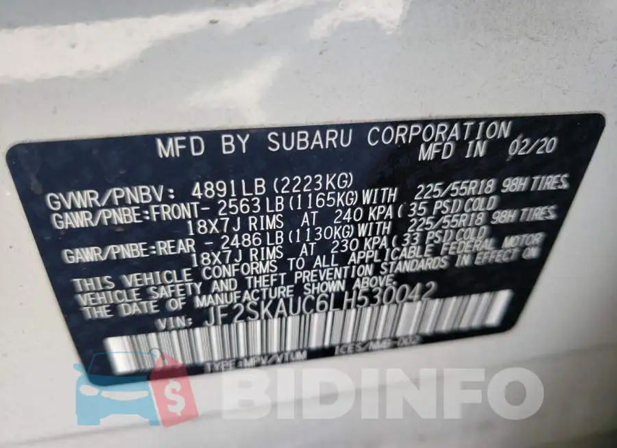 JF2SKAUC6LH530042 Photo# 14