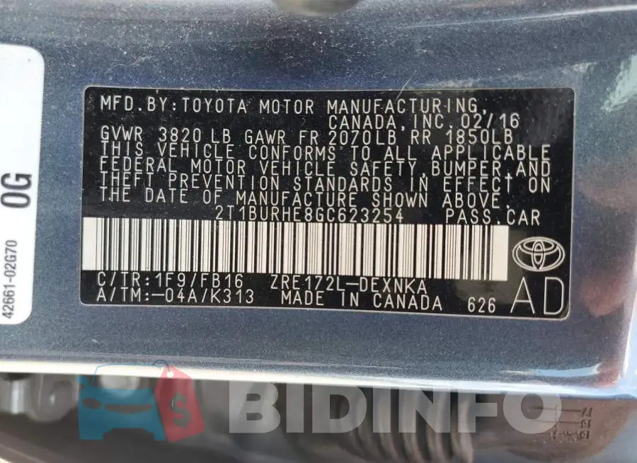 2T1BURHE8GC623254 Photo# 12