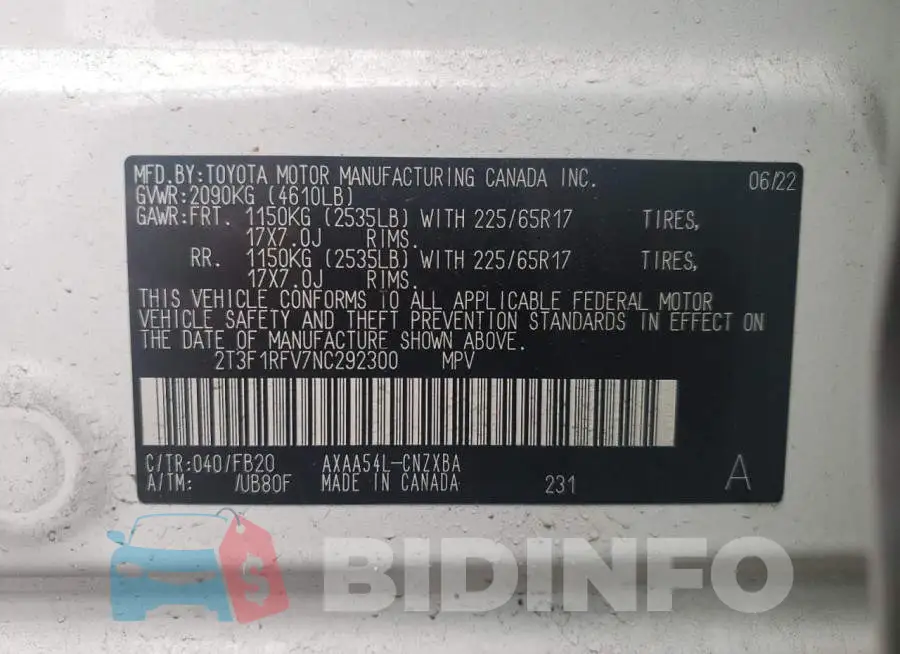 2T3F1RFV7NC292300 Photo# 12