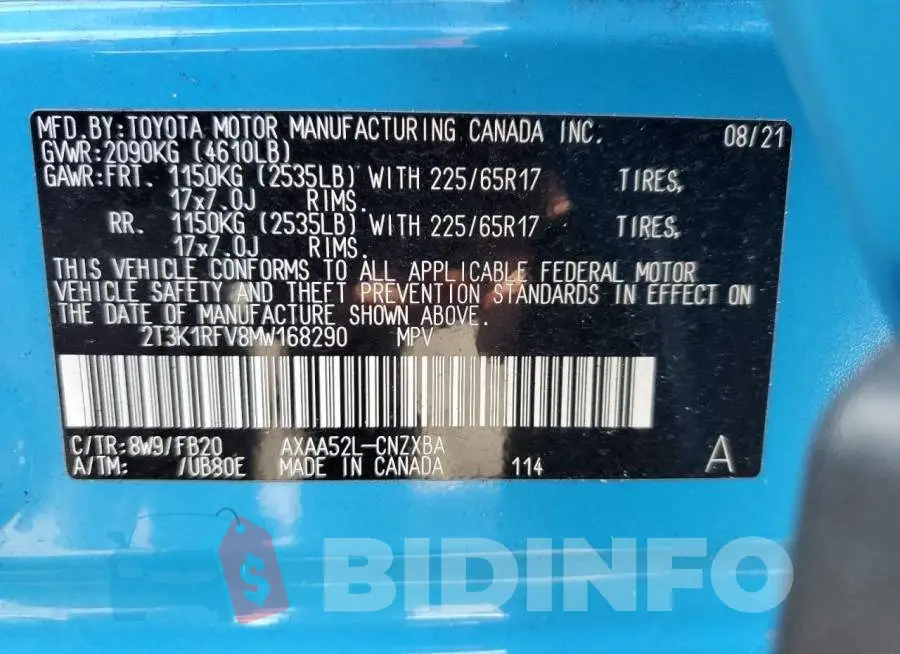 2T3K1RFV8MW168290 Photo# 13