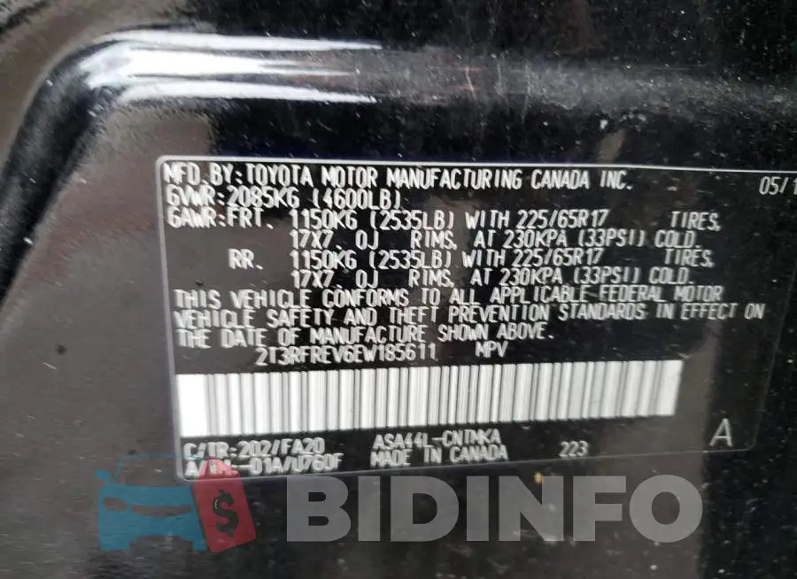 2T3RFREV6EW185611 Photo# 13
