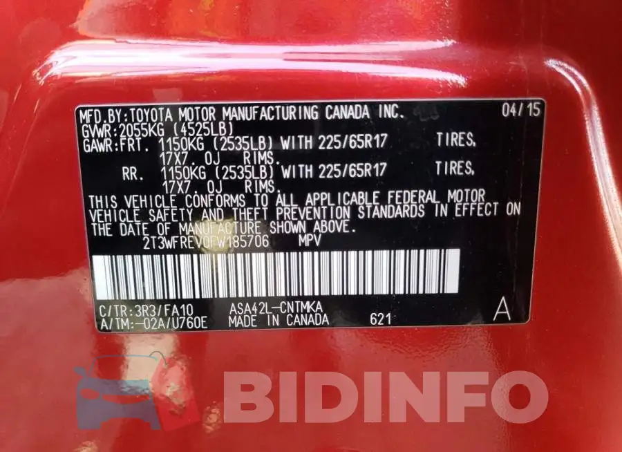 2T3WFREV0FW185706 Photo# 12