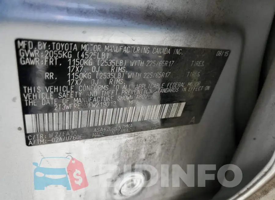 2T3WFREV9FW219013 Photo# 12