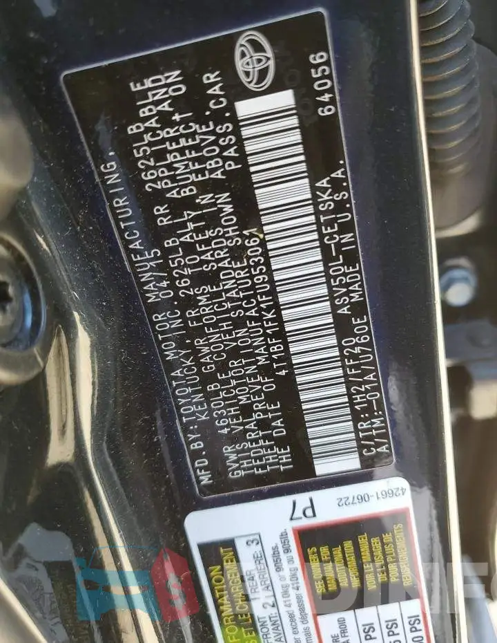 4T1BF1FK1FU953061 Photo# 12