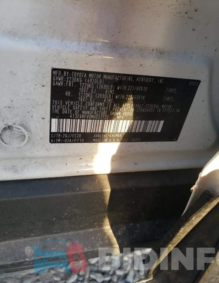 4T3E6RFV0MU031732 Photo# 14
