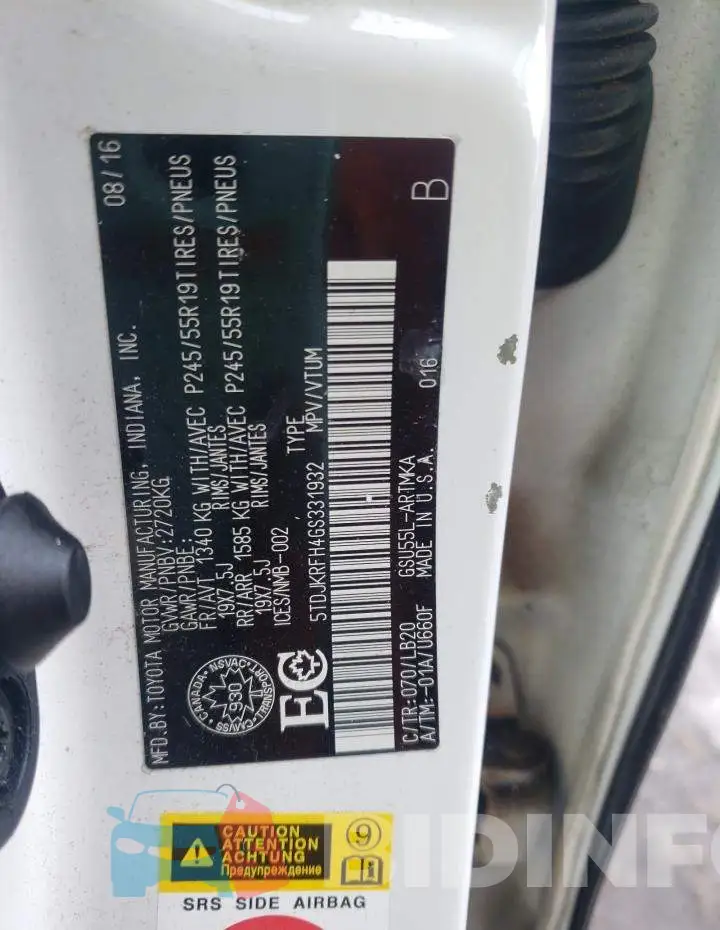 5TDJKRFH4GS331932 Photo# 13