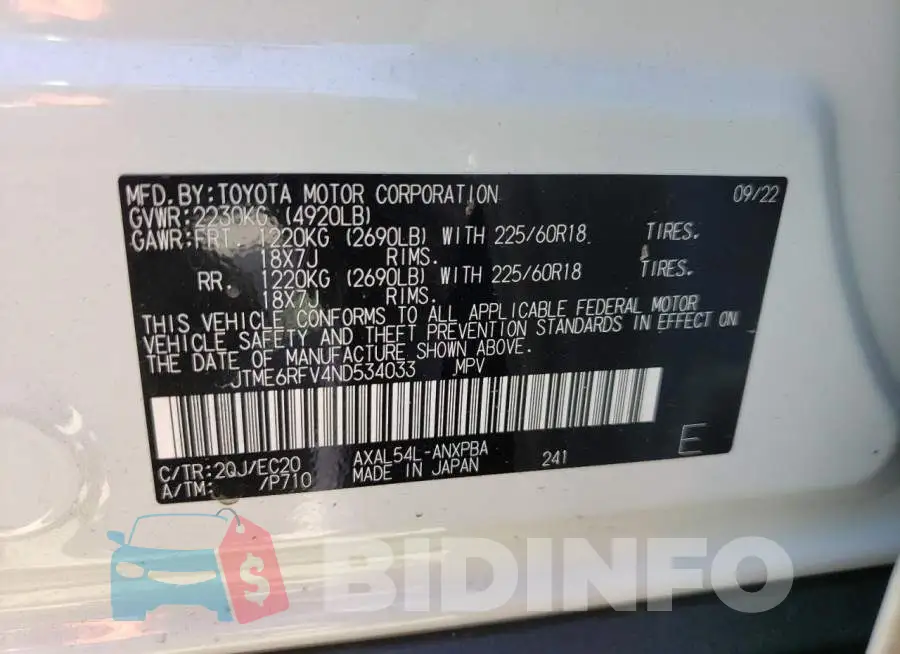 JTME6RFV4ND534033 Photo# 13