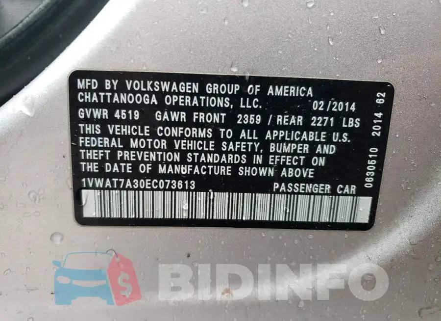 1VWAT7A30EC073613 Photo# 12