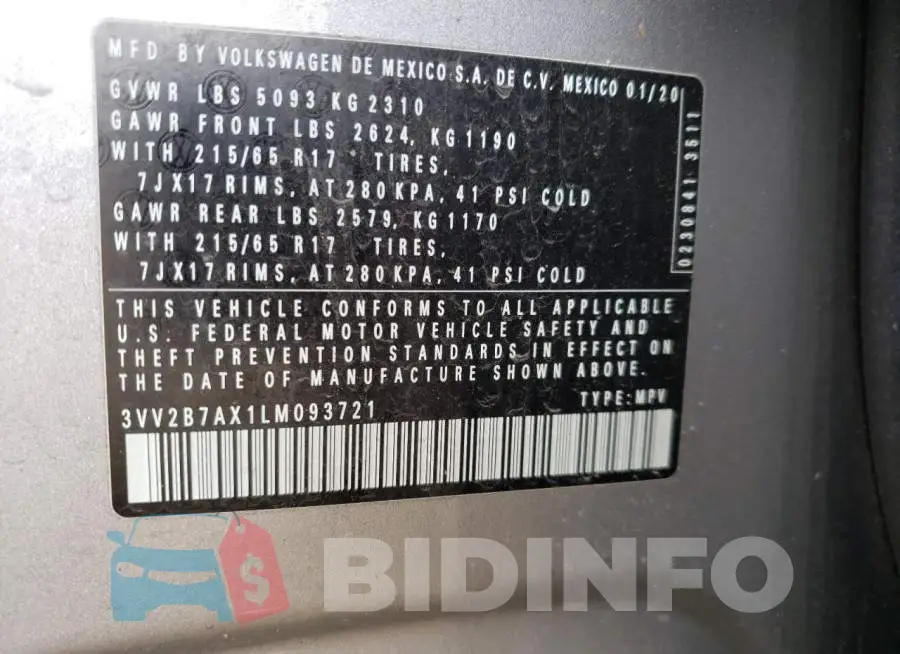 3VV2B7AX1LM093721 Photo# 12