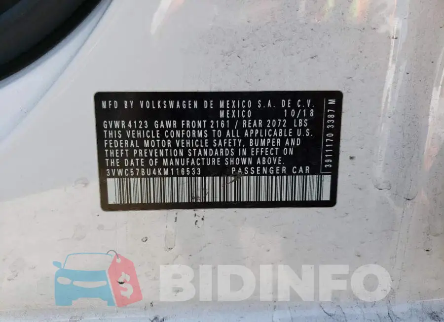 3VWC57BU4KM116533 Photo# 12