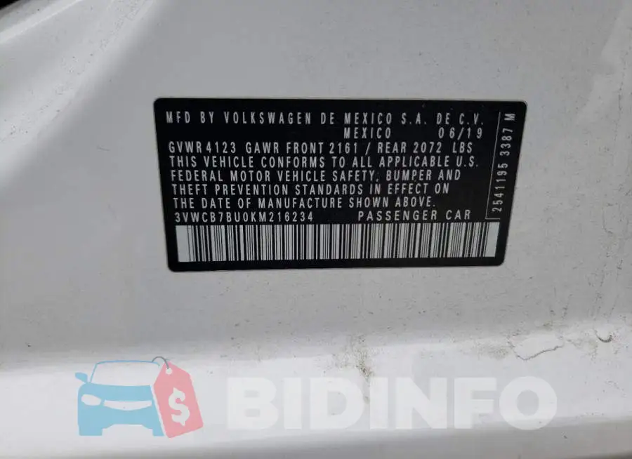 3VWCB7BU0KM216234 Photo# 12