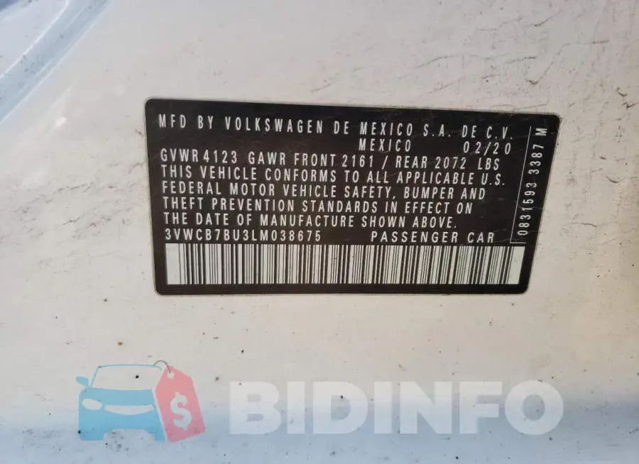 3VWCB7BU3LM038675 Photo# 12