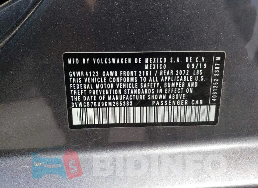3VWCB7BU9KM265383 Photo# 12