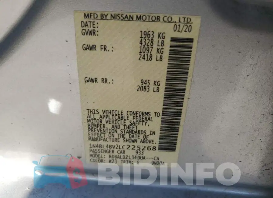1N4BL4BV2LC225268 Photo# 12