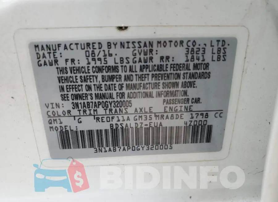 3N1AB7AP0GY320005 Photo# 12